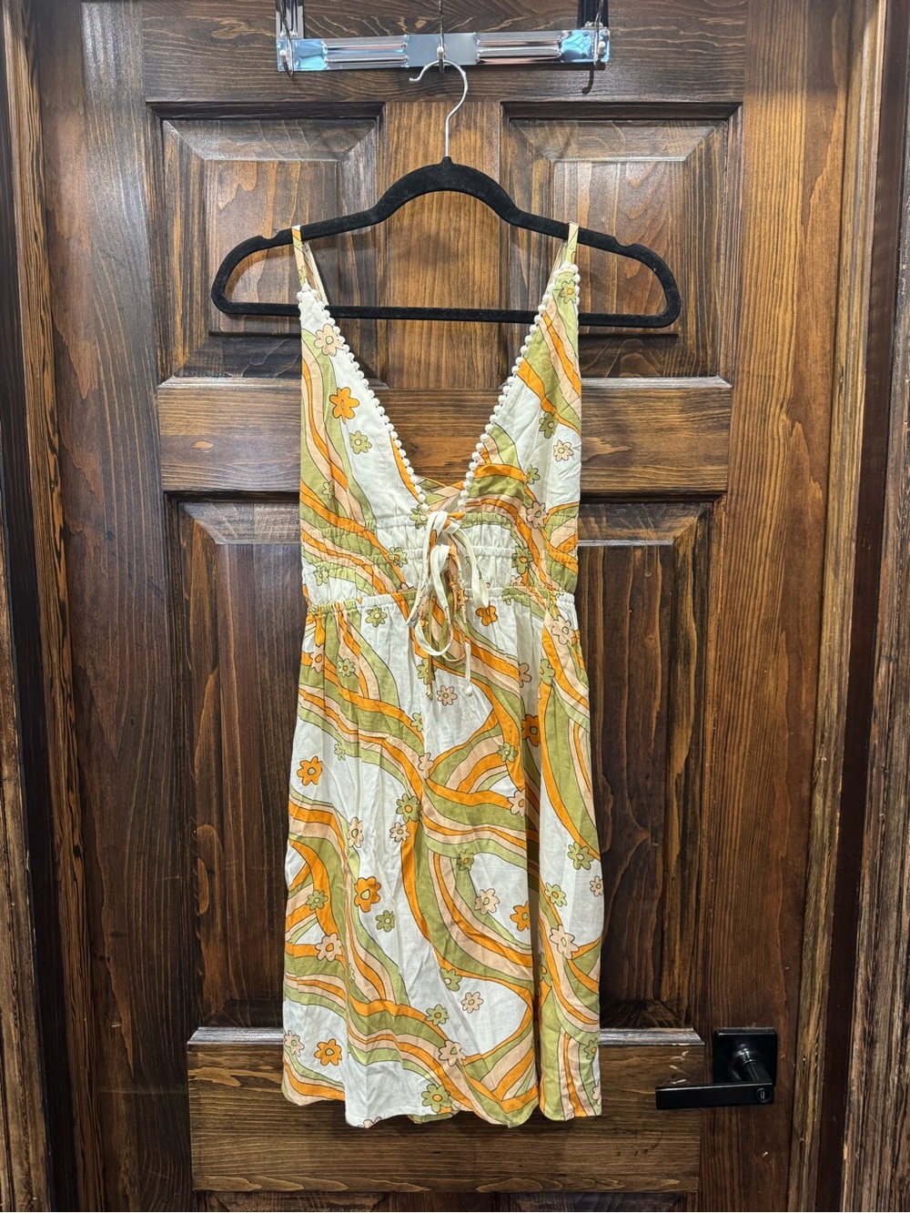 wild fable Cream, Orange & Green Floral Tie-Front Sundress
